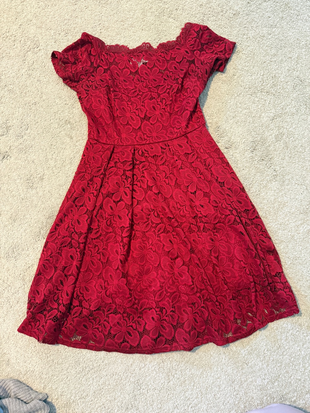 Women's Red Lace Fit-and-Flare Dress